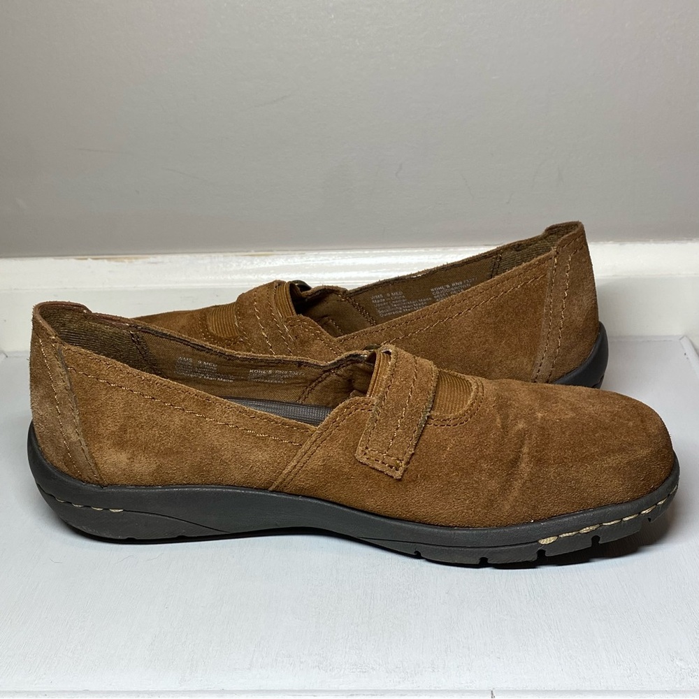 Croft & Barrow Leather Slip On Shoes Womens Size 9 Buckle Loafers Brown Suede - Picture 14 of 16